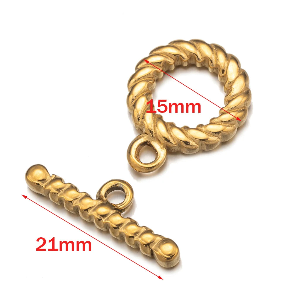 2 Sets Stainless Steel Heart Toggle Clasps Bracelet Closure Fastener Buckle OT End Connectors for Necklace Jewelry Making DIY