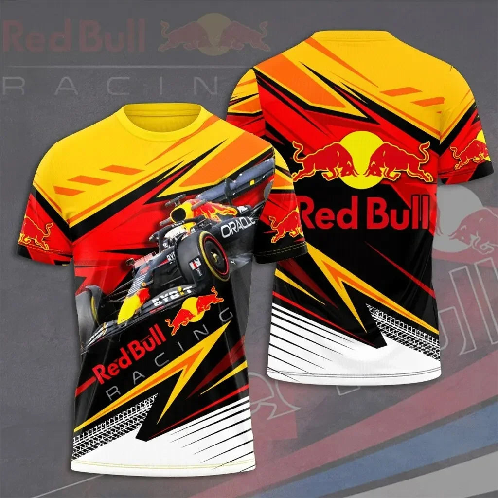 New T-shirt Luxury Brand Red Bull Racing Oversized Round Neck Top Red Bull Printed Men's T-shirt Sports Casual Large Size Top