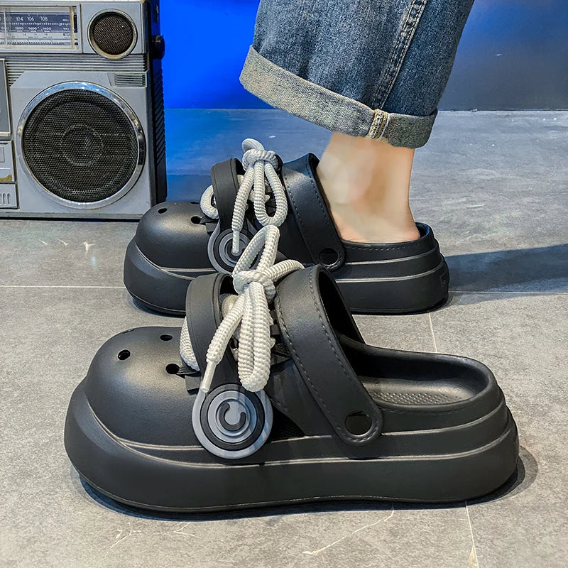 Summer Couple's Thick Bottom Lovely Slippers Hot Men EVA Waterproof Shoes Women Slip-on Soft Sandals Men Outdoor Non-Slip Slides