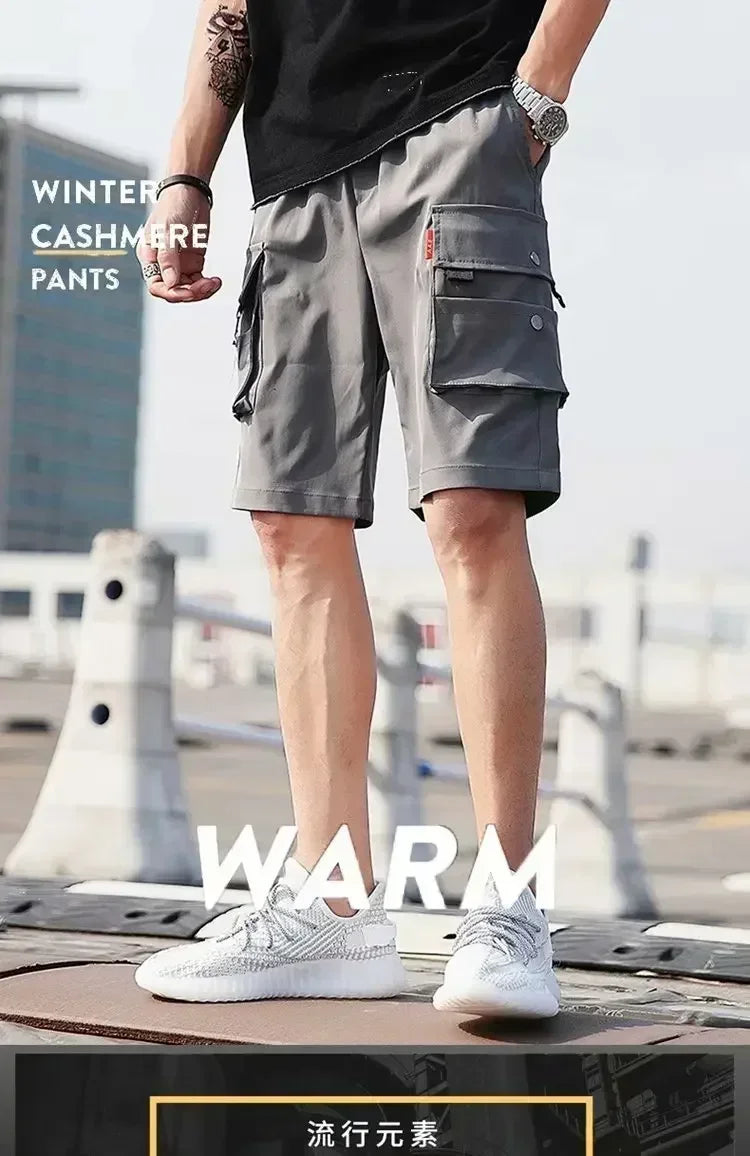 2024 Summer Men's American Style Straight-leg Mid-length Shorts Multi-pocket Breathable Colorful Workwear Casual Shorts