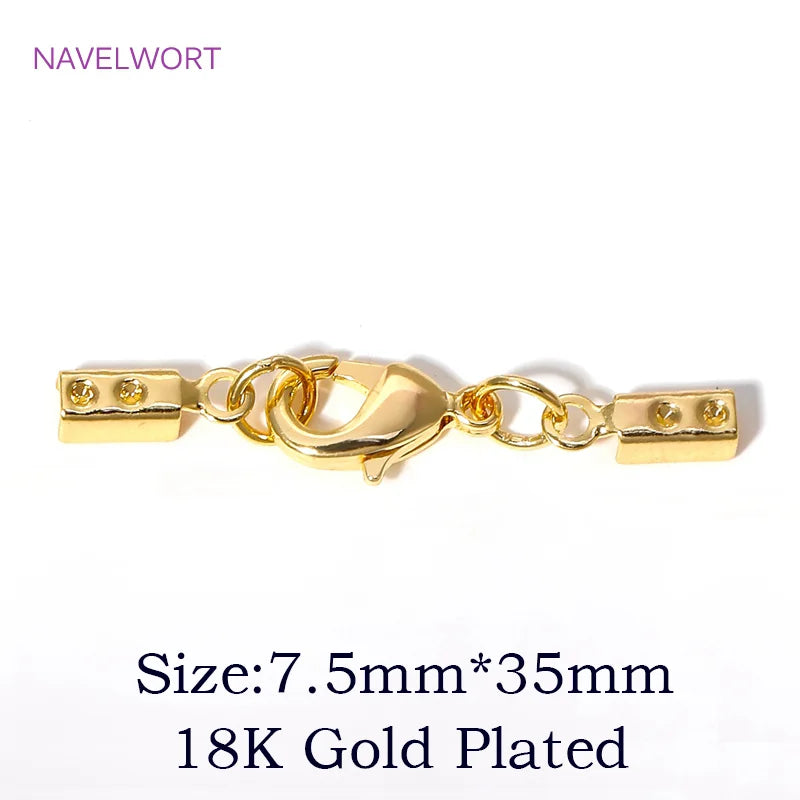 18K Gold Plated Brass Lobster Clasps Connector,Jewellery End Caps Fastener Clasp For DIY Bracelet Jewelry Making Accessories