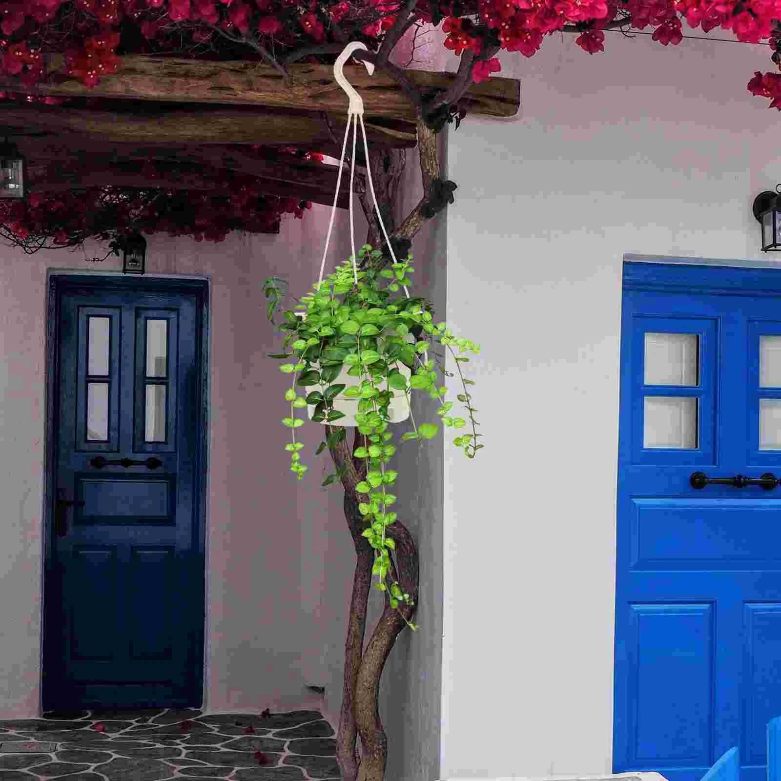 5pcs White Hooks For Baskets Flowerpot Hangers Durable Plant Shelves Garden Accessories Plastic Planter Hooks Outdoor Furniture