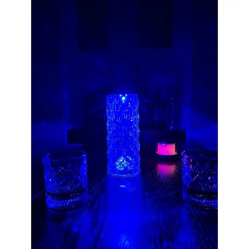 Remote &Touch Control Crystal Table Lamp 3 White And 16 Rgb Color Atmosphere Light,Romantic Led Rose Diamond For Living Room