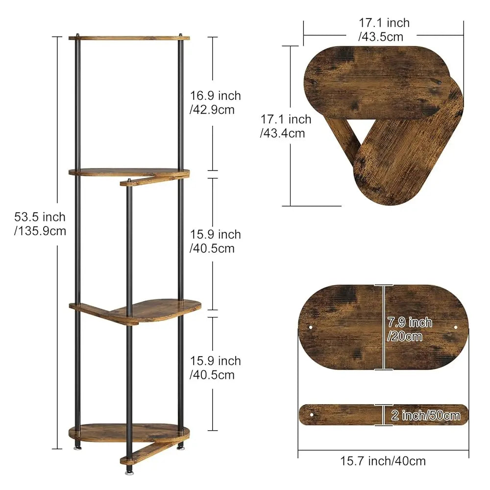 4 Tier Corner Shelf Stand, Freestanding Corner Shelf Unit, Display Corner Table With Shelf, Tall Storage Organizer Ra For