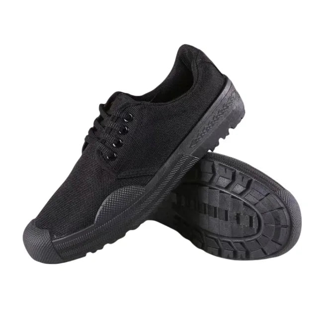 2025 Rubber Sole Work Shoes Anti-Slip Canvas Sneakers for Construction/Farm/Training Durable Low High-Top Tactical Footwear