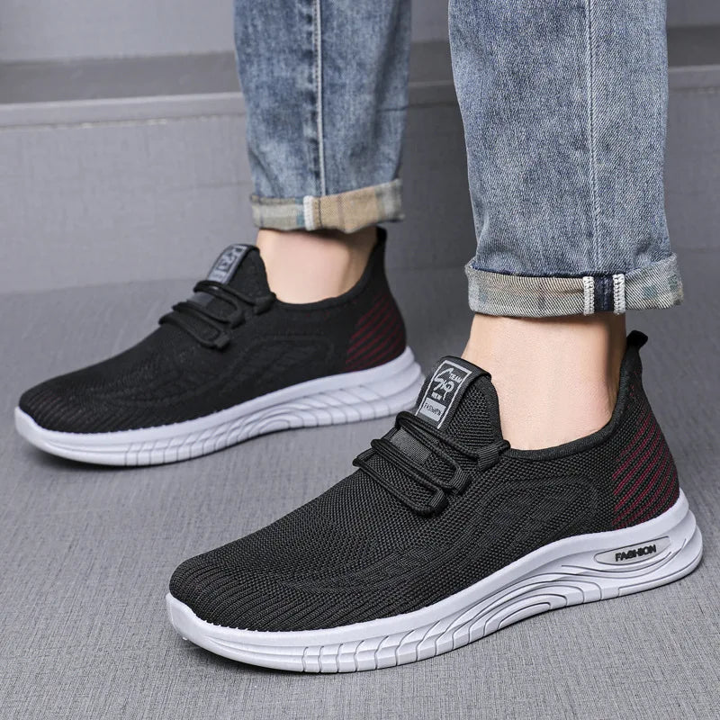 Lightweight Soft Bottom Men's Sports Shoes Slip-On Work Shoes Breathable Mesh round Toe Casual Shoes Summer Collection