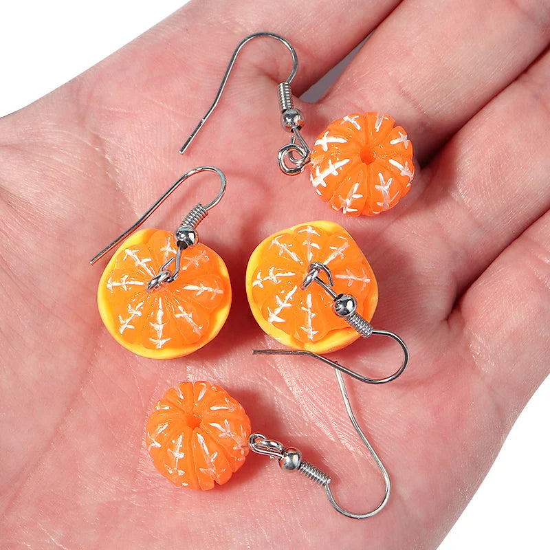 Emulational Tangerine Earring Set For Women Summer Fruit Jewelry Accessories Earrings Keychain Diy Jewelry Making Supplies