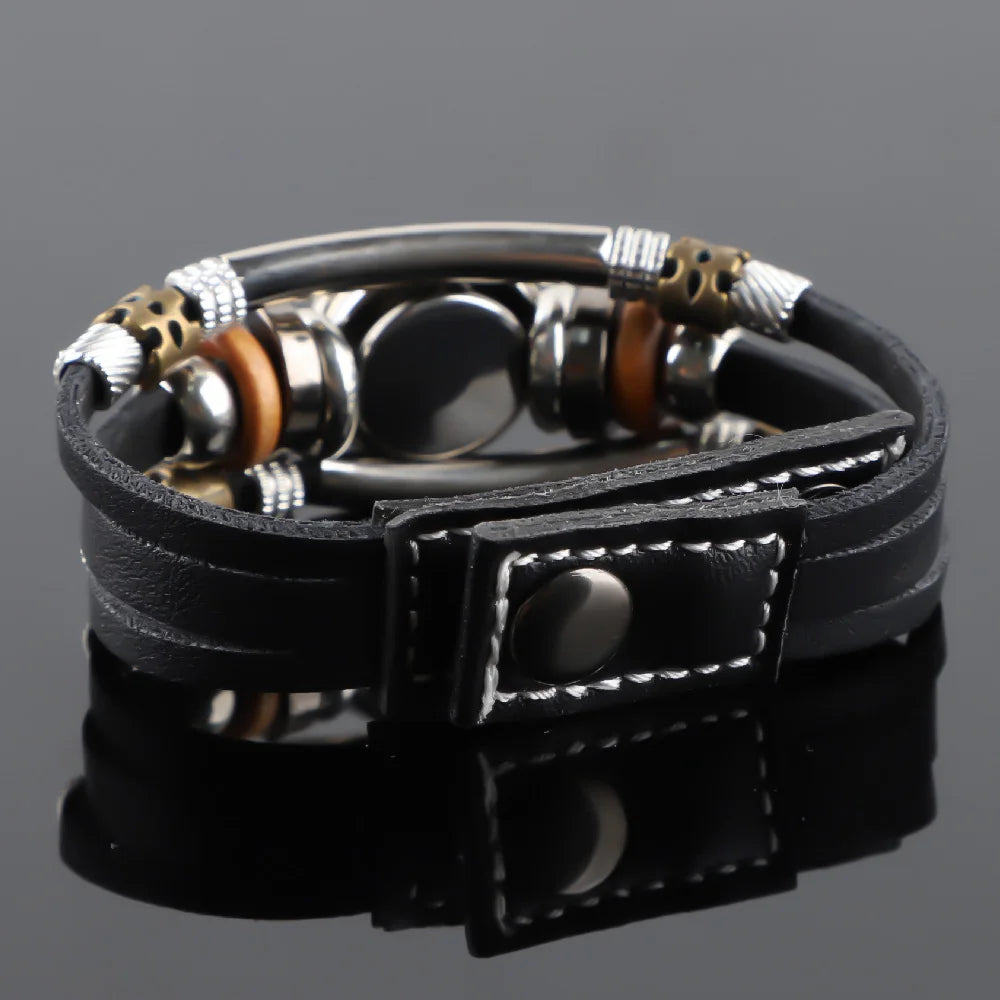 Anime Design Vintage Leather Rope Bracelet Art Multilayer Braided Bracelets Bangles Handmade Charm Jewelry Gift