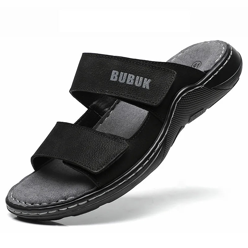 First-Layer Cowhide Men's Sports Sandals, Open-Toe Outdoor 防滑 Sandals, Casual Men's Shoes, Outdoor Fashion Beach Shoes, Li