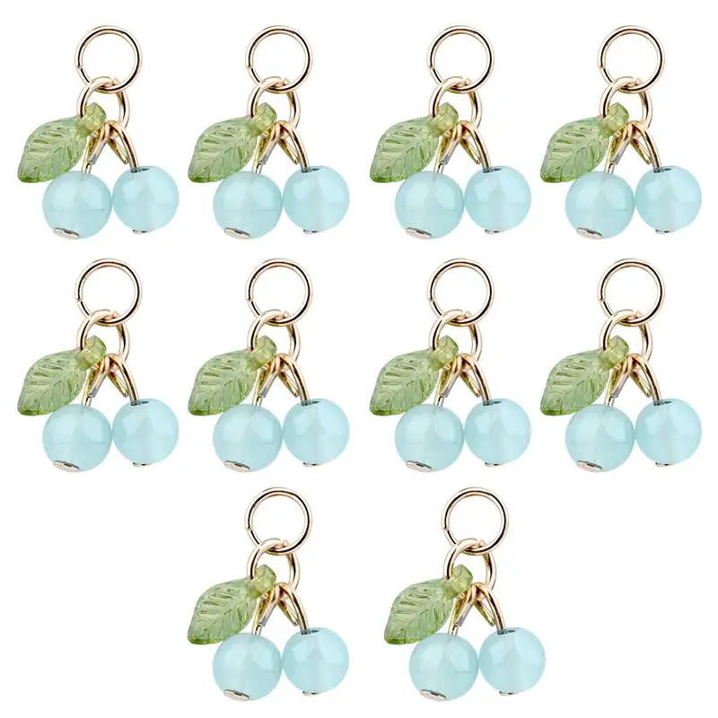 10Pcs/lot Fashion Delicious Red Cherry Keychain Summer Fruit Cherries Pendant Keyring For Women Men Jewelry Bag Accessories Gift