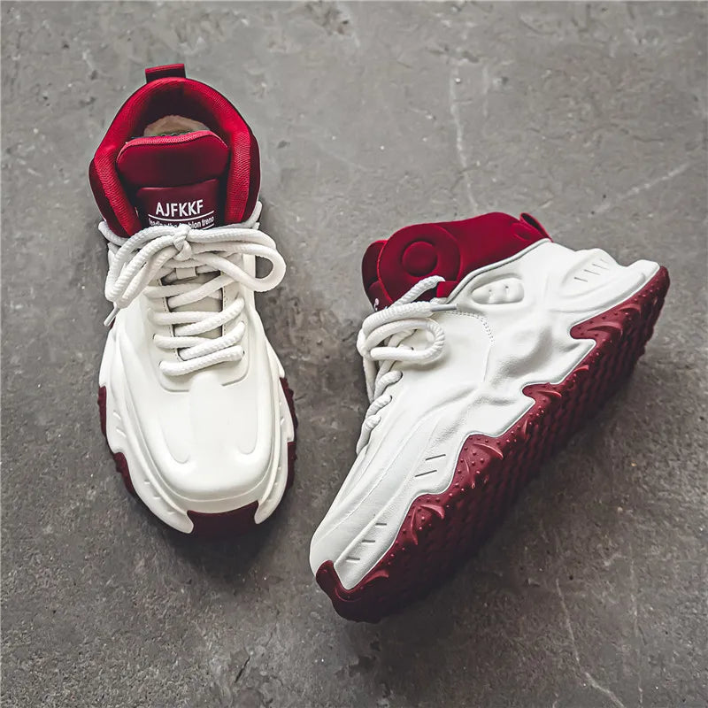 2025Autumn Men's High-top Running ShoesinsDad Sneakers Trendy Shoes Red Basketball Sports Shoes for Men in Their Zodiac Year