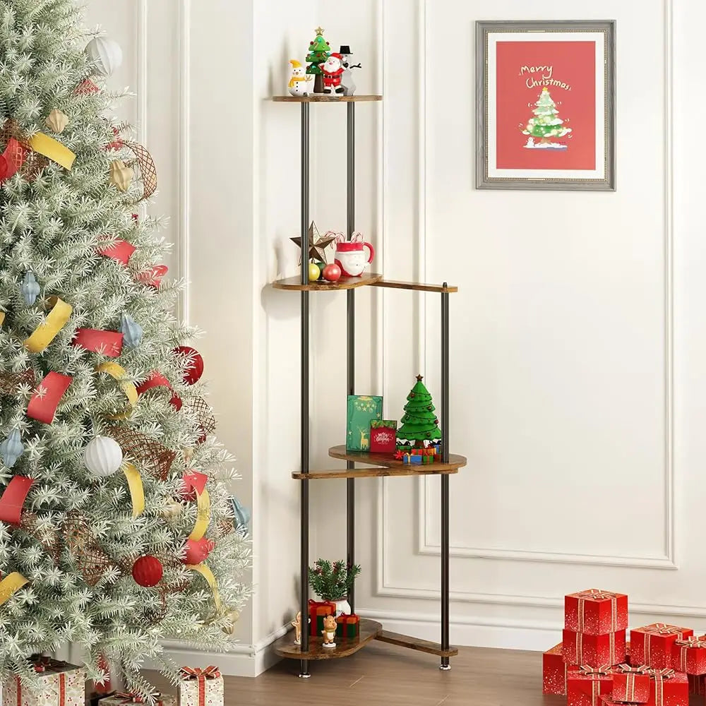 4 Tier Corner Shelf Stand, Freestanding Corner Shelf Unit, Display Corner Table With Shelf, Tall Storage Organizer Ra For
