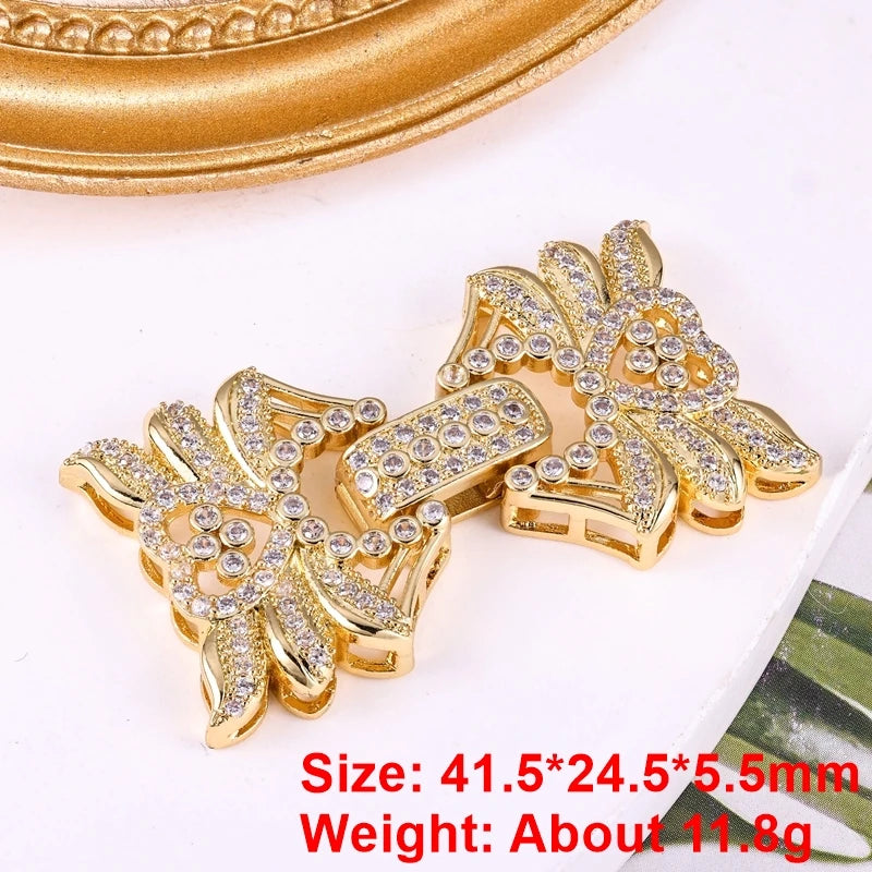 Juya 18K Gold Silver Plated Decorative Connector Fastener Hooks Lock Clasps For DIY Women Crystals Gems Pearls Jewelry Making