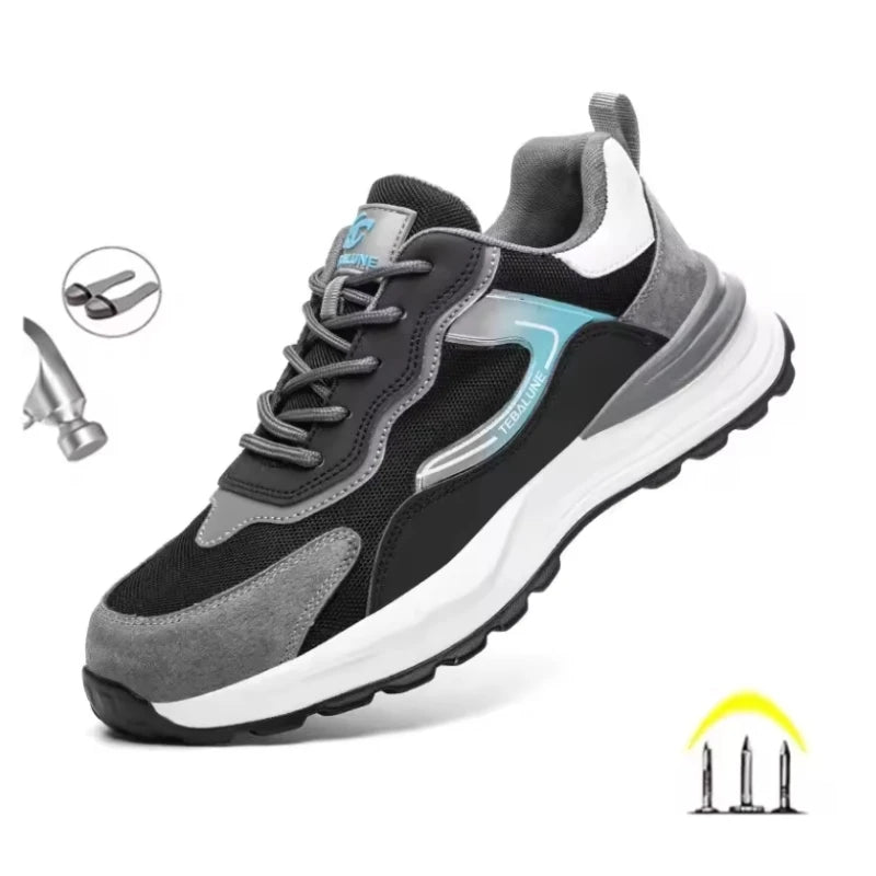 Indestructible Men's Boots Anti Smash Puncture Mens Safety Boots Lace Up Work Shoes Breathable Cotton Men Sneakers Mesh Zapatos