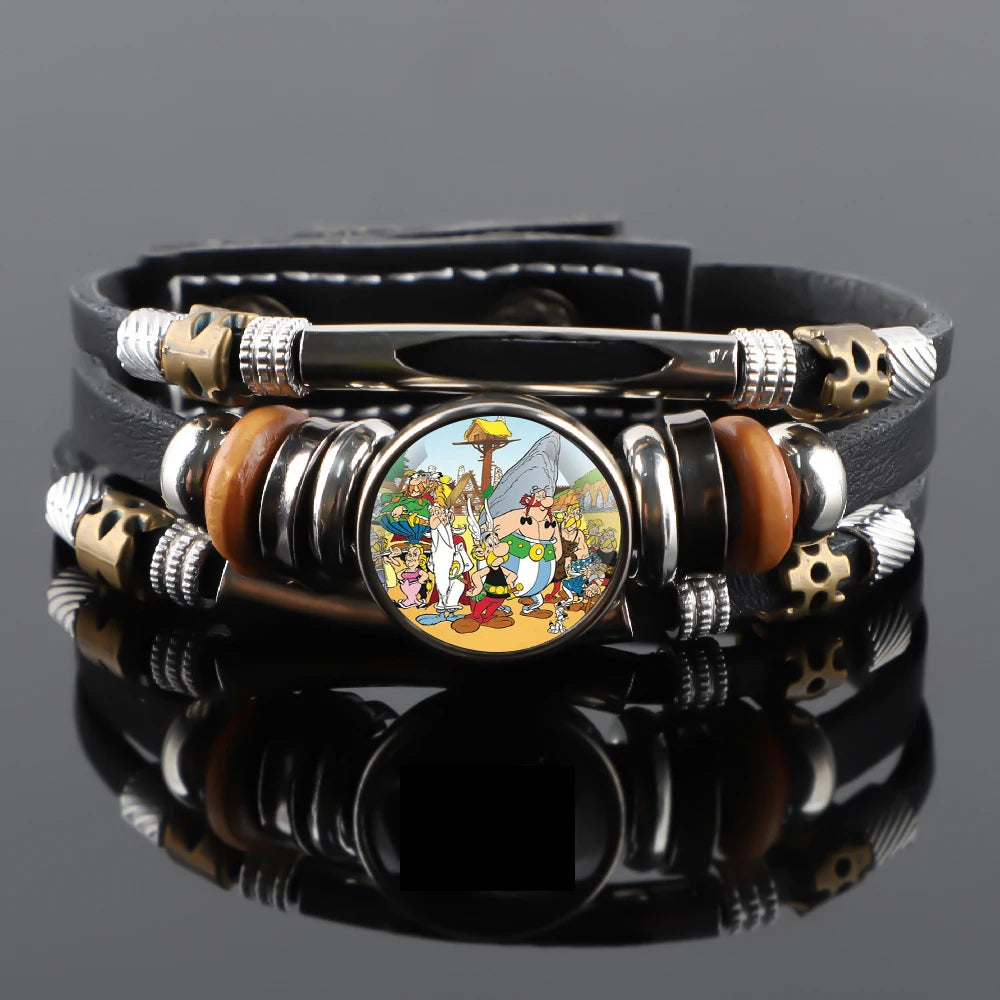 Anime Design Vintage Leather Rope Bracelet Art Multilayer Braided Bracelets Bangles Handmade Charm Jewelry Gift