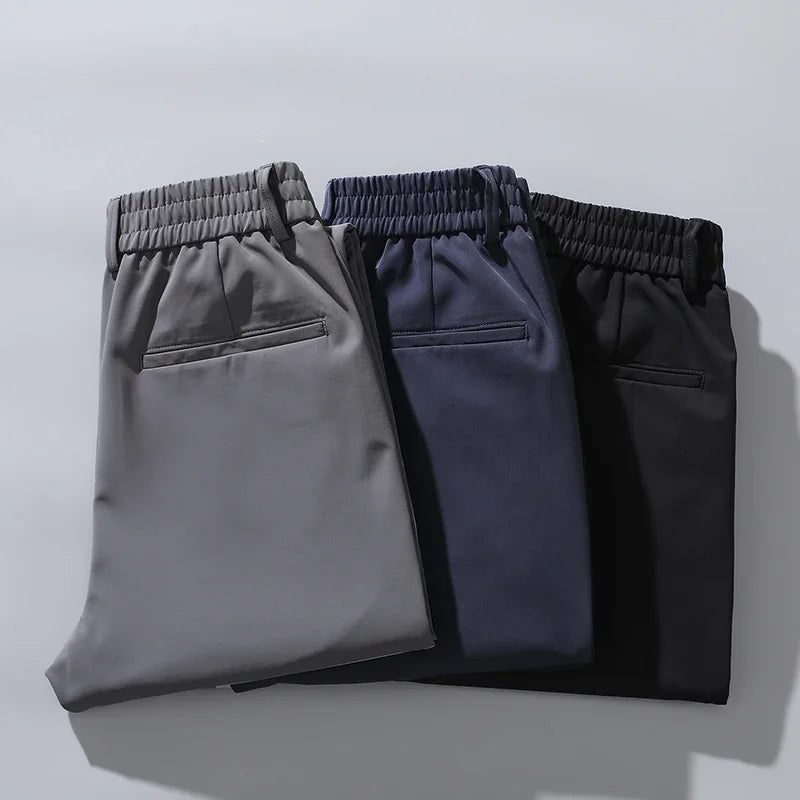 Summer Thin Business Stretch Slim Fit Elastic Waist Men's Casual Pants Jogger Korean Classic Blue Black Gray Brand Trousers Male