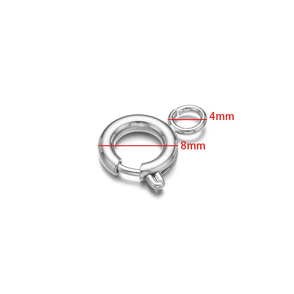 10pcs Stainless Steel Round Spring Ring Clasps Necklace Connectors for DIY Jewelry Bracelet Making Earrings Accessories 5-12mm