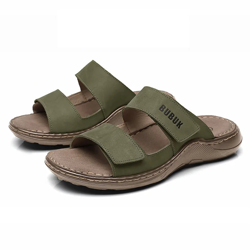 First-Layer Cowhide Men's Sports Sandals, Open-Toe Outdoor 防滑 Sandals, Casual Men's Shoes, Outdoor Fashion Beach Shoes, Li