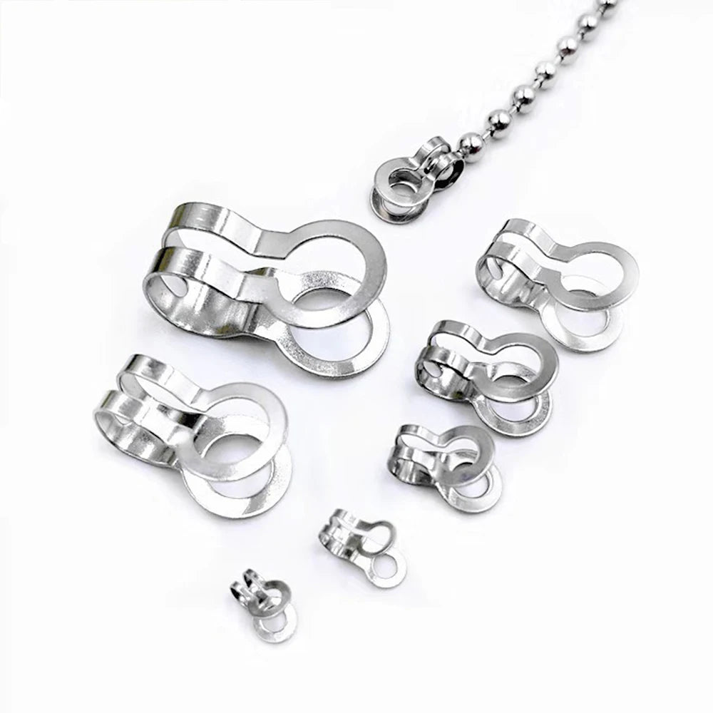 50 Pcs Stainless Steel Bead Chain Buckle Pendant Clasp Tail End Connection Buckle DIY Necklace Clasp Jewelry Accessories