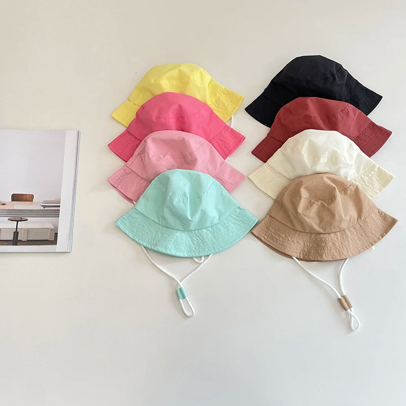 Cotton Kids Hats Baby Toddler Children Solid Bucket Caps Boys Girls Soft Breathable Outing Sun Hats Summer Chic Panama Caps 1-6Y