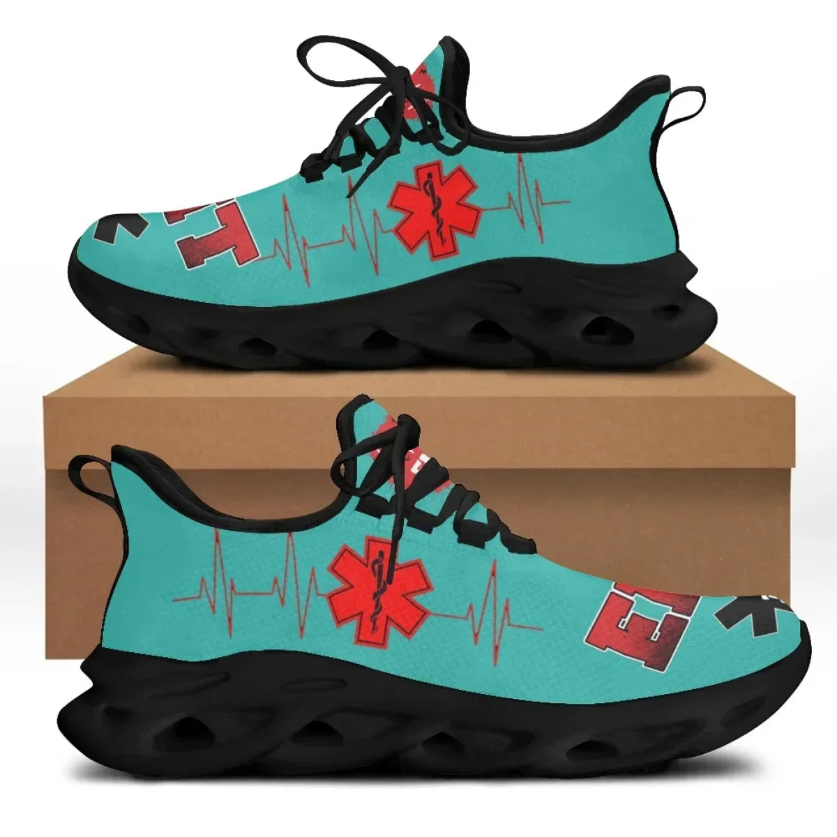 Hot Sale Flat Shoes Fashion Paramedic EMT EMS Pattern Mesh Sneakers For Women Breathable Light Footwear Zapatillas