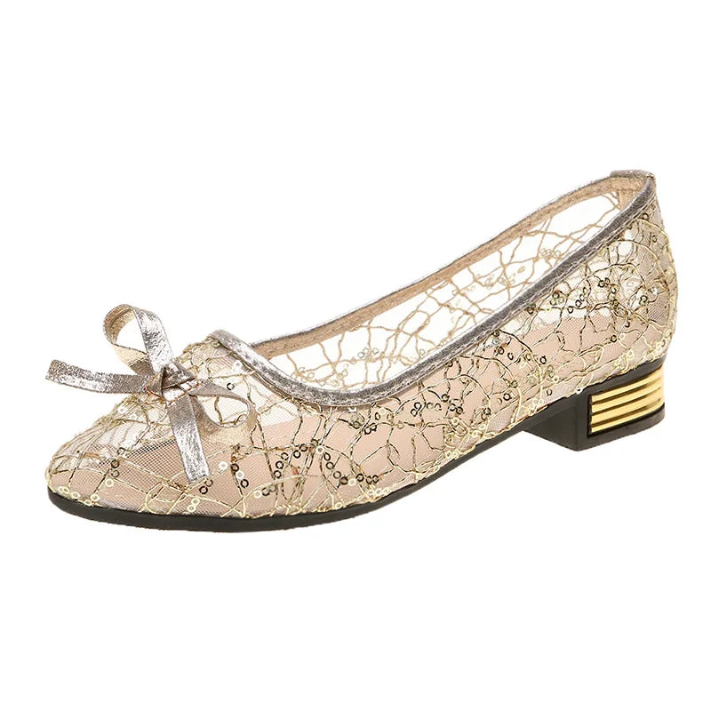 2025 Summer Casual Fashion womens shoes Pointed Toe Low Heel Solid Color Comfortable Non-slip Wear-resistant Bow Women's Shoes