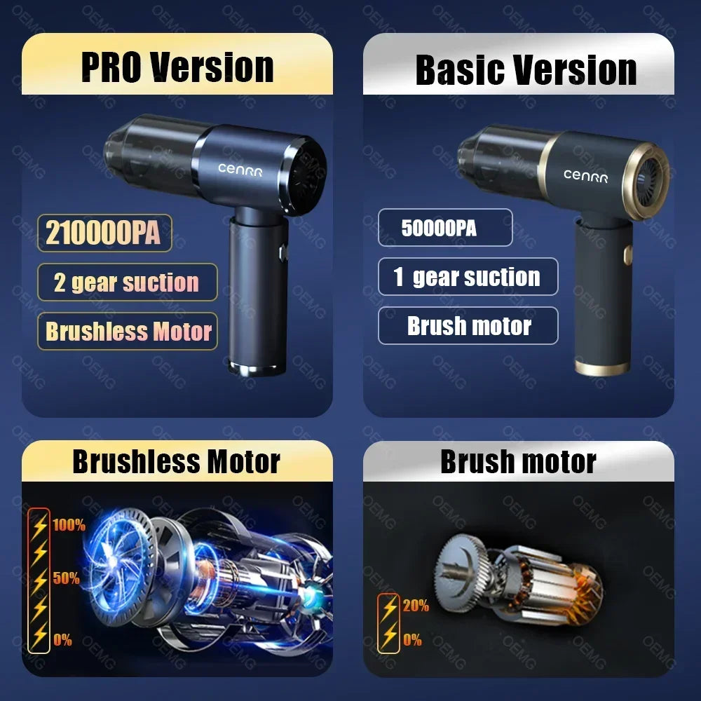 CENRR 210000PA Car Vacuum Cleaner Mini Wireless Handheld Portable Vacuum Cleaner Strong Suction Vacuum Cleaner Cleaning Machine